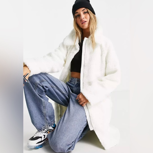 Nike Sportswear NWT White Icon Clash Long Sherpa Jacket Womens Size Large - Picture 3 of 14